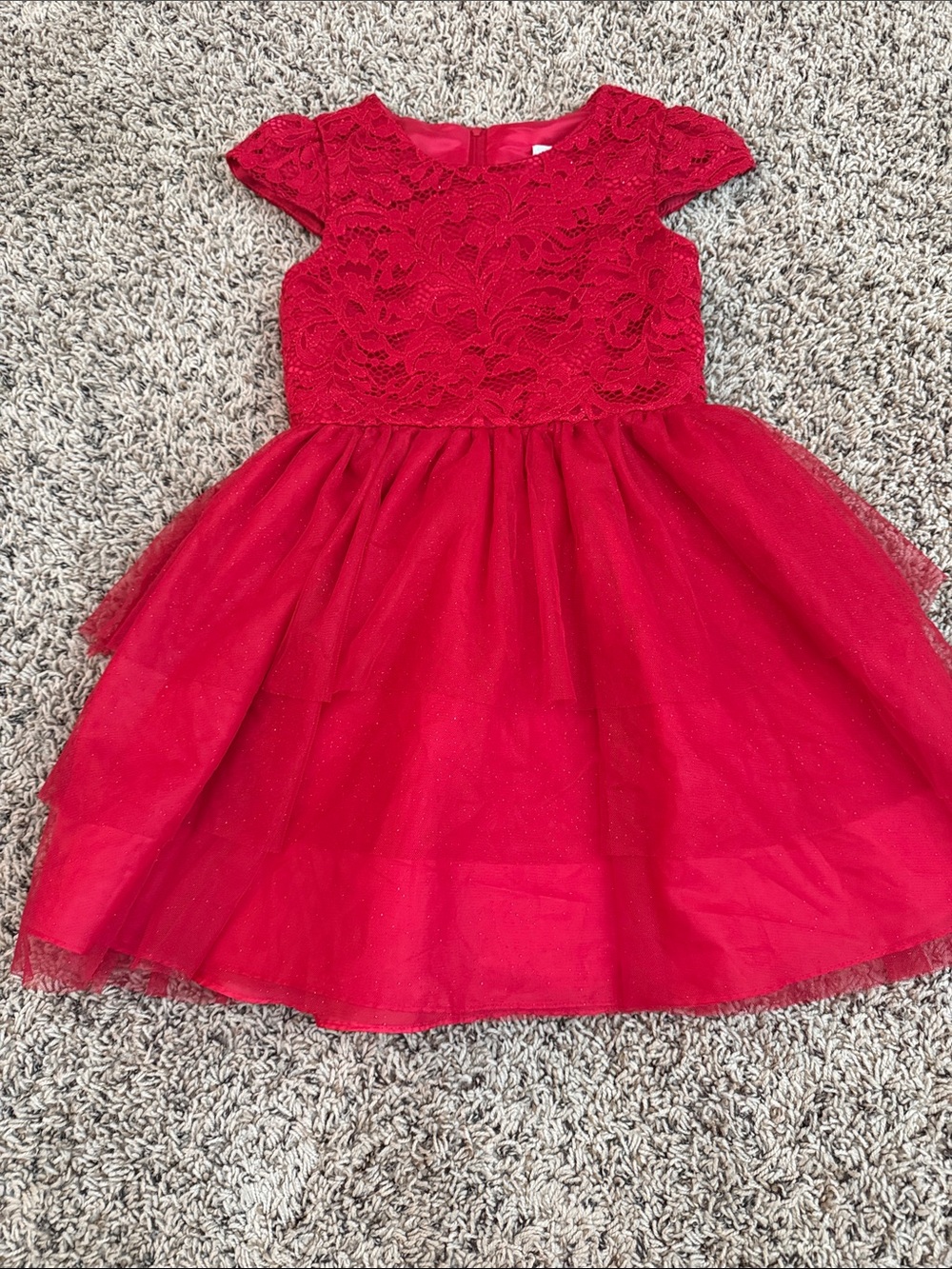 Rare Editions Red Lace & Tulle Formal Dress